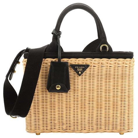 baskets prada femme|Prada rattan top handle bag.